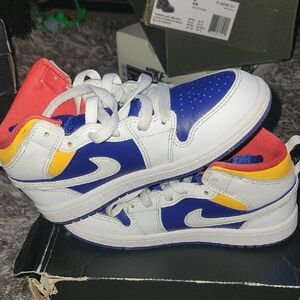 Jordan Kids' White and Blue Sneakers